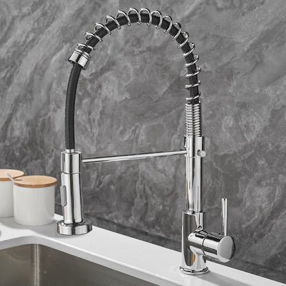 silver and black Copper Spring Sink Faucet 