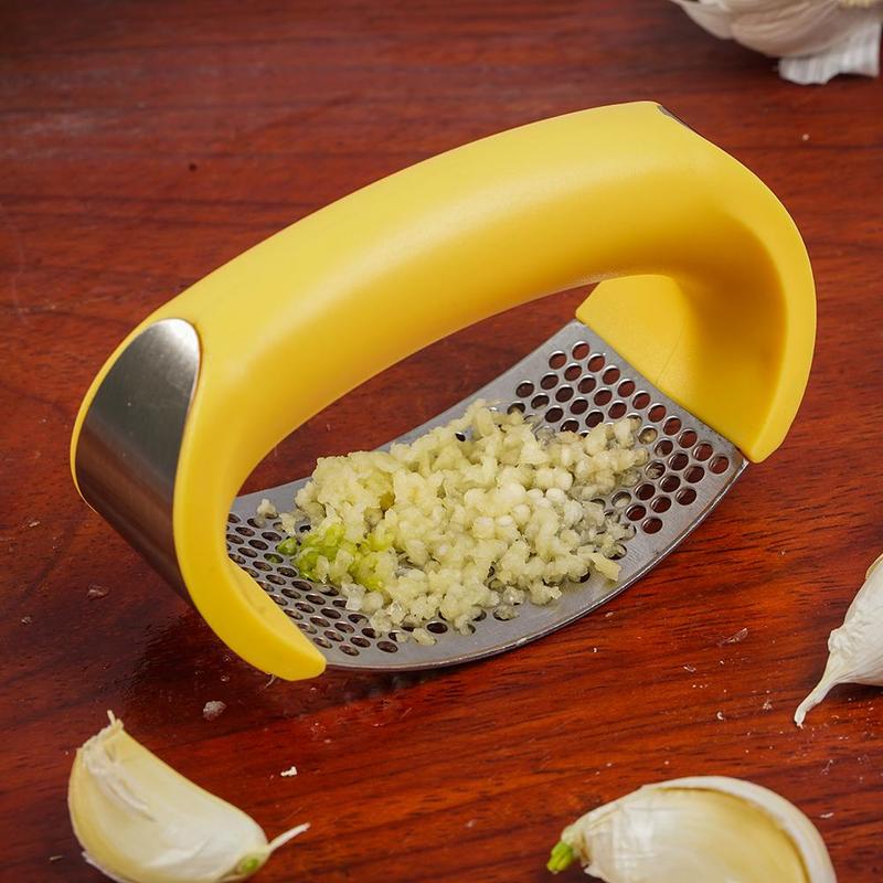 Garlic Press Masher Stainless Steel  yellow