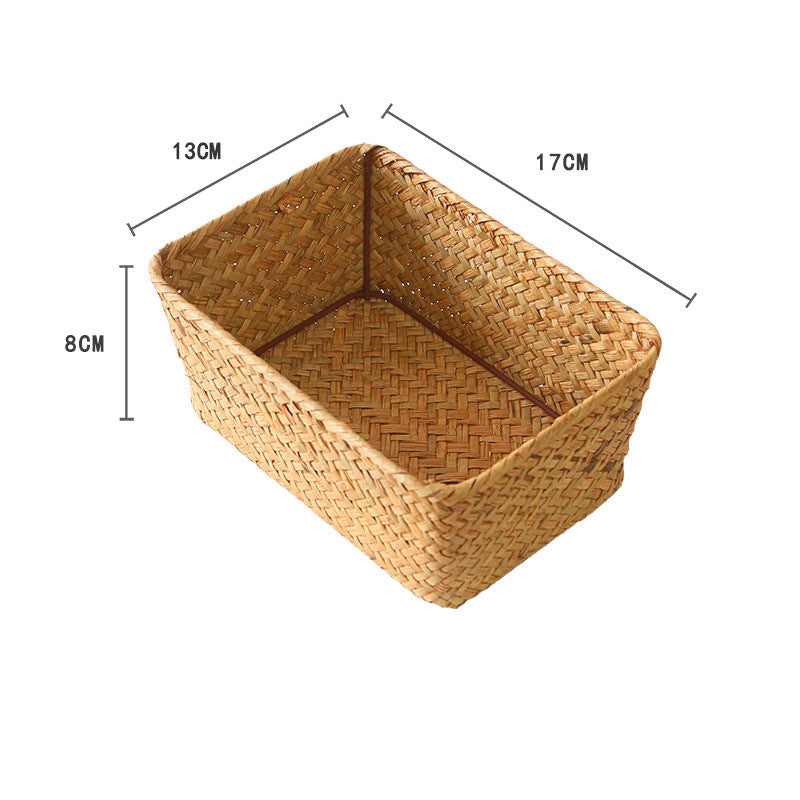 Handmade Nordic Rattan Bamboo Woven Storage Basket Seaweed Storage Box Woven Storage Basket