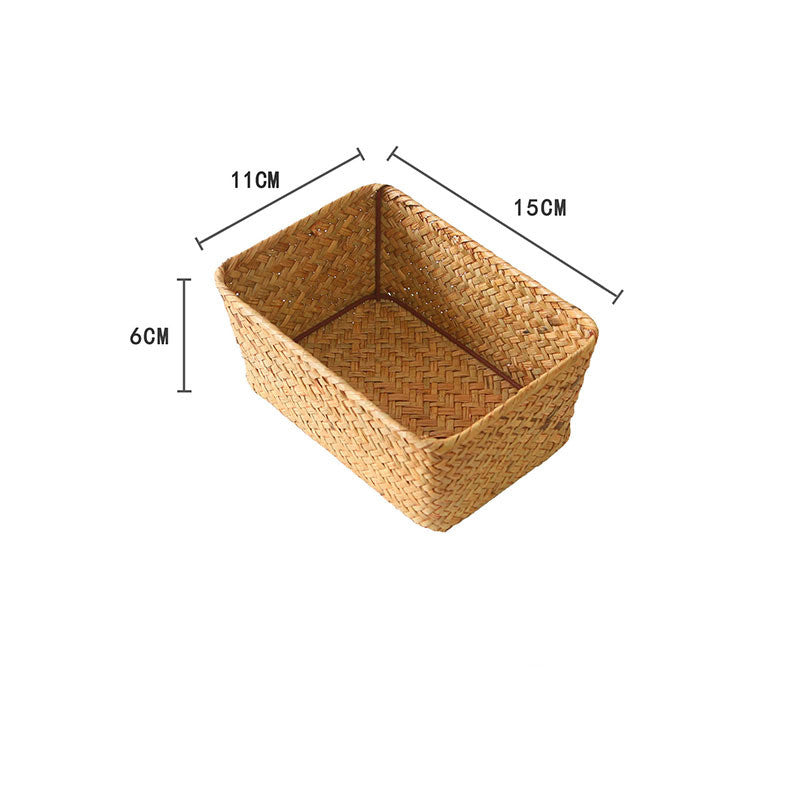 Handmade Nordic Rattan Bamboo Woven Storage Basket Seaweed Storage Box Woven Storage Basket