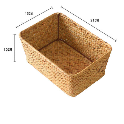 Handmade Nordic Rattan Bamboo Woven Storage Basket Seaweed Storage Box Woven Storage Basket