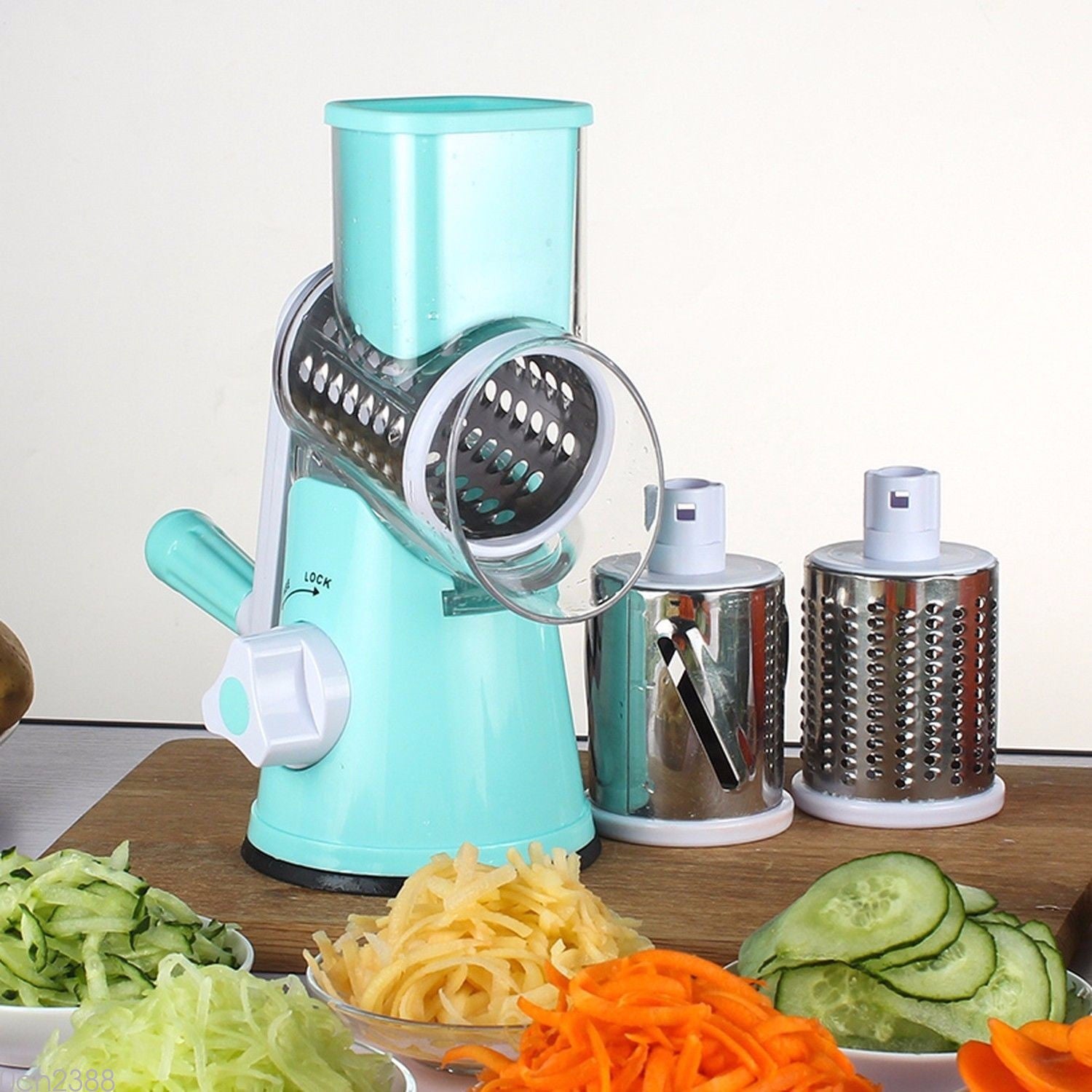 Vegetable Cutter Round Mandoline Slicer Potato Julienne Carrot Grater Cheese Stainless Steel Kitchen Gadget blue