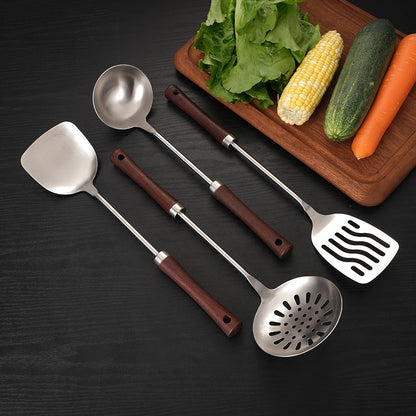 Stainless Steel Kitchen Utensil Set with wooden handle New design Kitchen Gadgets Cookware