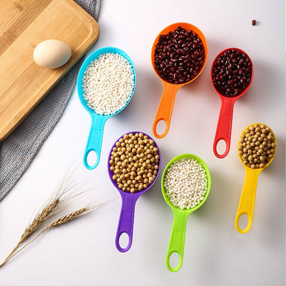 12 PCS - Set Of 6 Measuring Spoons And 6 Cups MultiColor Durable Plastic Kitchen Tools