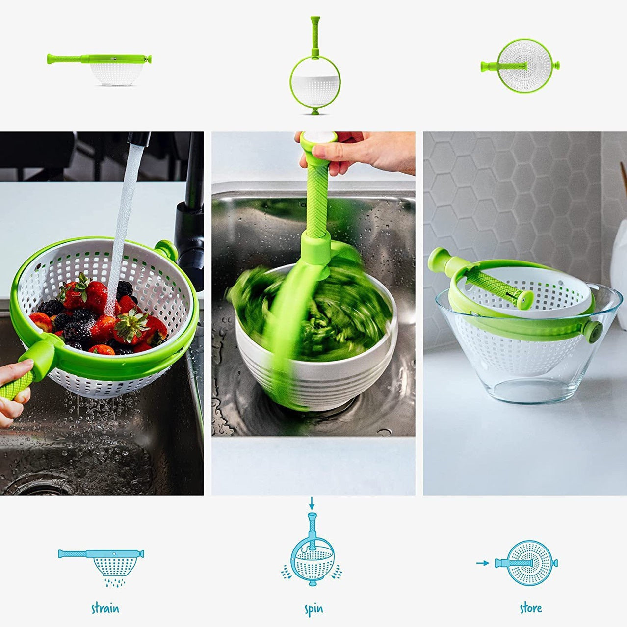 Fruit and Vegetable Salad Spinner Drain/Wash Basket