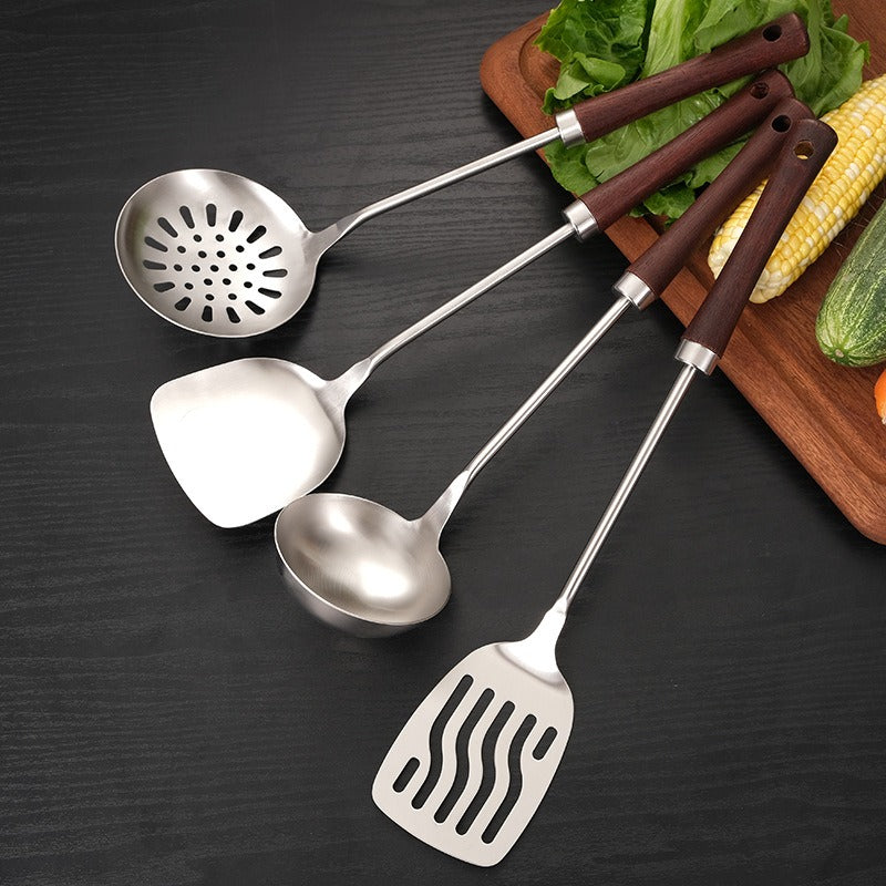 Stainless Steel Kitchen Utensil Set with wooden handle New design Kitchen Gadgets Cookware