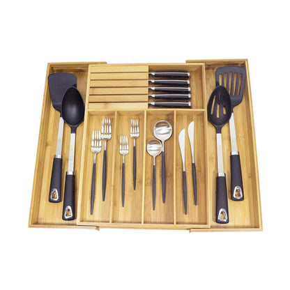 Bamboo Adjustable Kitchen Utensils Drawer