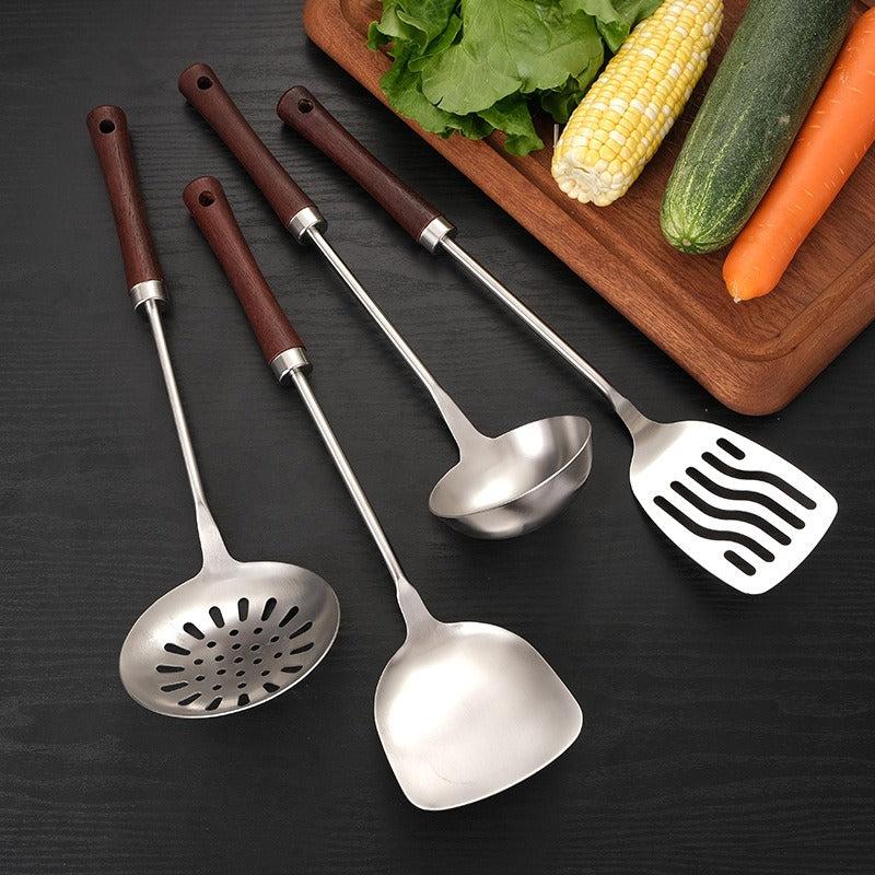 Stainless Steel Kitchen Utensil Set with wooden handle New design Kitchen Gadgets Cookware