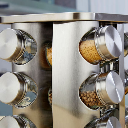 Kitchen Spice Jars Storage Rotatable Base 