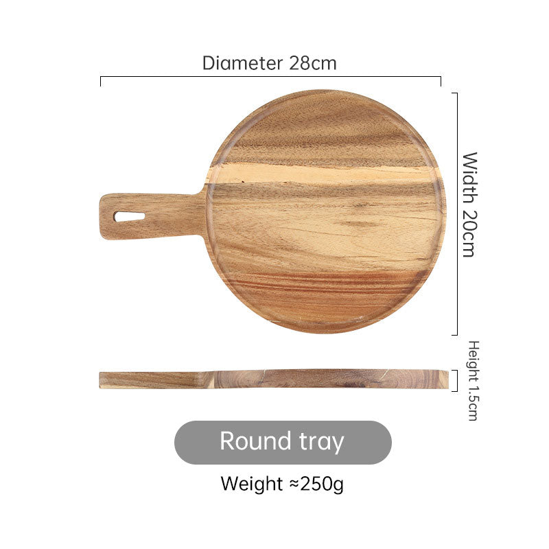 Acacia Wood Pizza Plate Kitchen Tableware Wooden Steak Sushi Barbecue Bread Tray Tableware Western Dishes