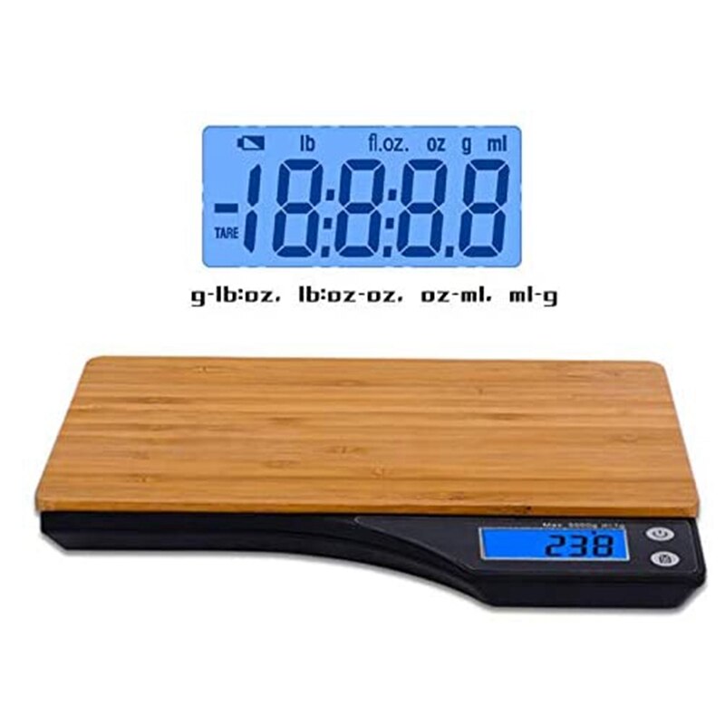 Bamboo Digital Food Scale with Tare Function and Capacity for Grams and Ounces