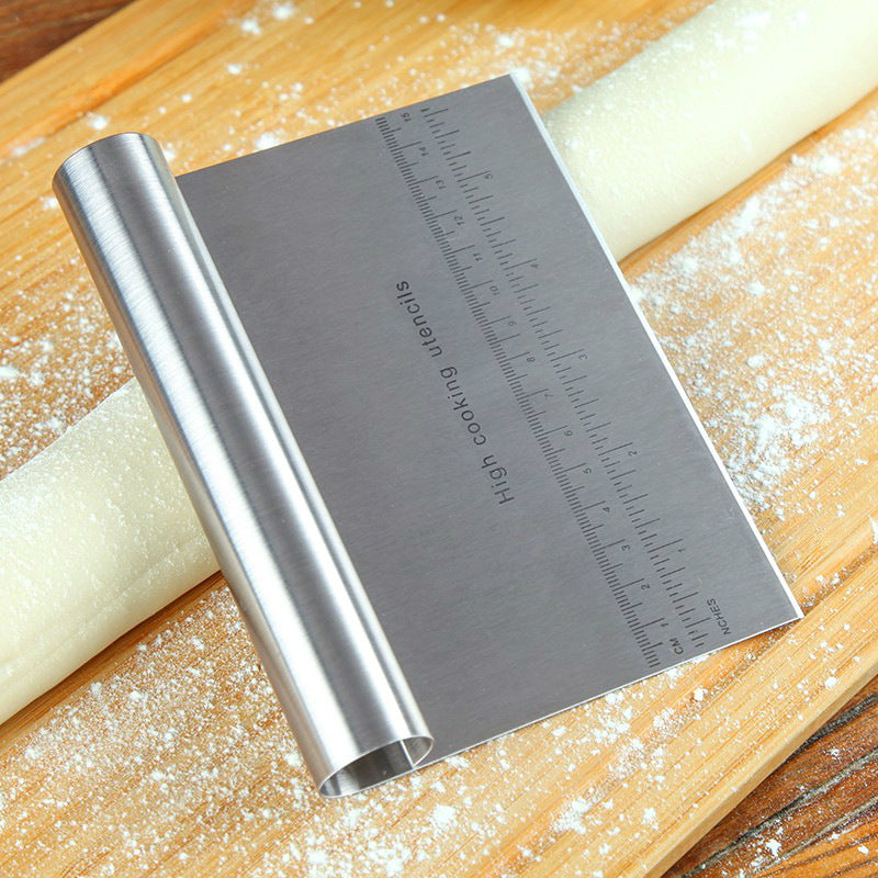 Pastry Spatulas Stainless Steel Cutter With Scale Pizza Dough Scraper Fondant Cake Decoration Tools Baking Kitchen Accessories Dough Cake Stainless Steel Pizza Flour Tool Cutter Chopper Scraper