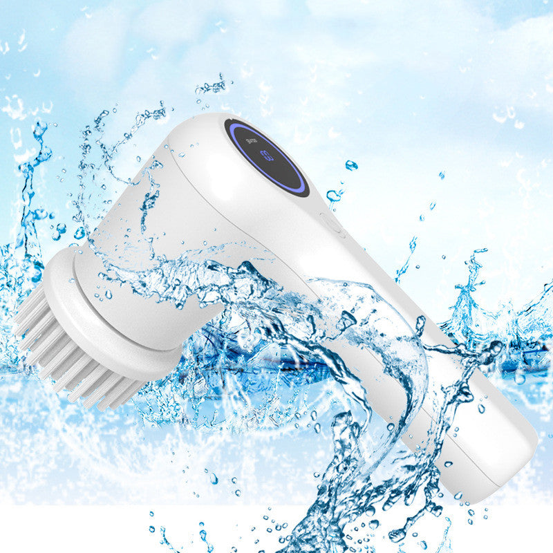 Wireless Handheld Multifunctional LED Display Electric Power Scrubber Cleaning Brush Rechargeable, Handheld Power Scrubber Spin Brush, Multifunctional Cleaning Brush, Shoes ScrubberTile,Sink,Bathroom (White)