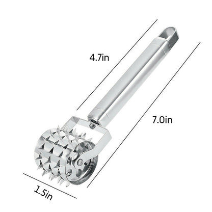 Stainless Steel Meat Tenderizer Strong Roller Beef Steak Chicken Mallet Hammer with Ergonomic Handle for Any Meat Kitchen Tool Gadget Silver dimensions