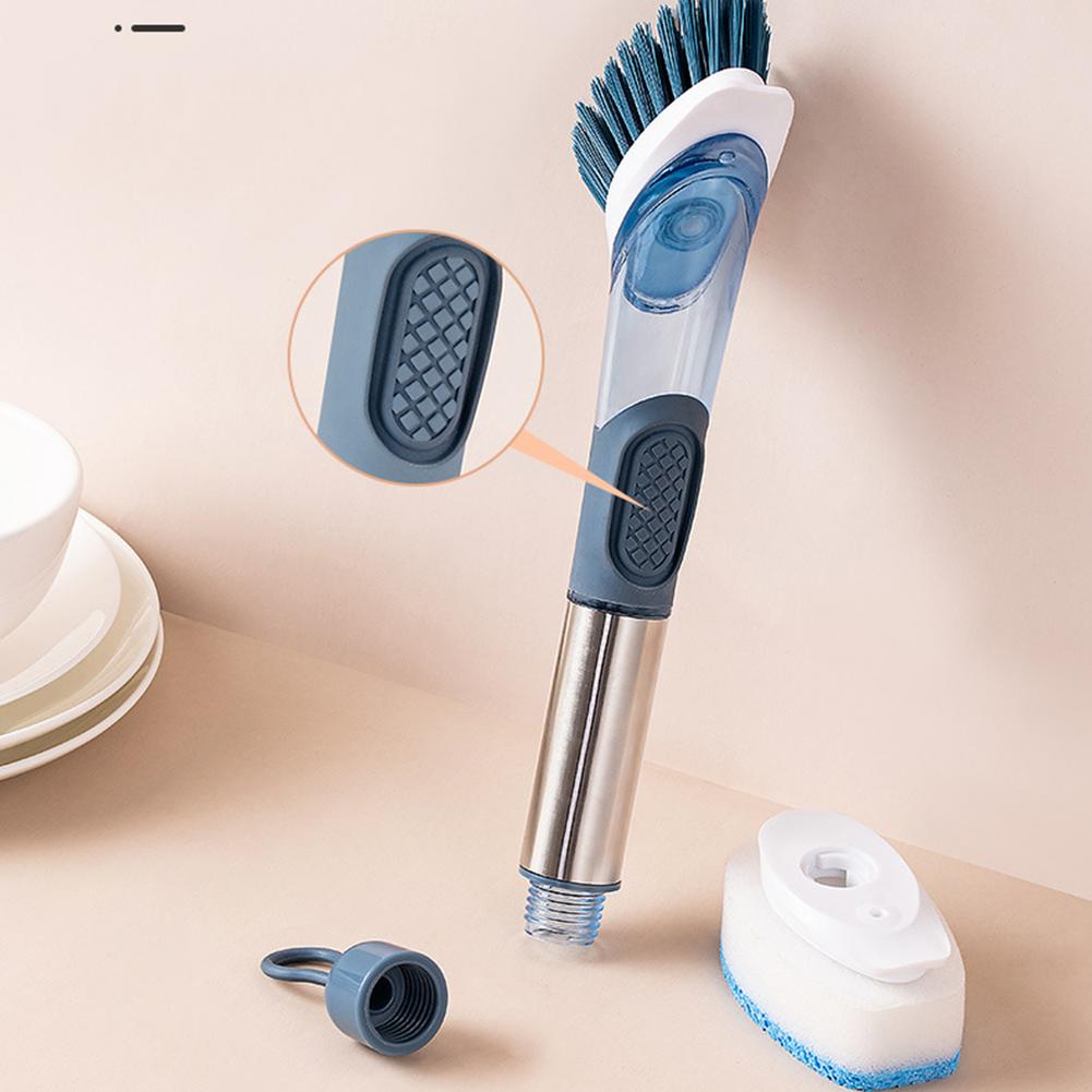 Automatic Brush Soap Dispenser for Kitchen Bath Dishwashing Sponge Long Handle Cleaning Brush