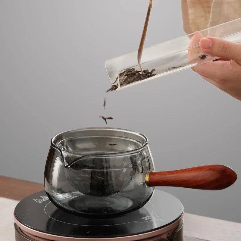 Rotary Teapot Heat-resistant Glass Teapot Lazy Tea Making With Infuser And Wooden Handle Office Home Accessories Kitchen Gadgets