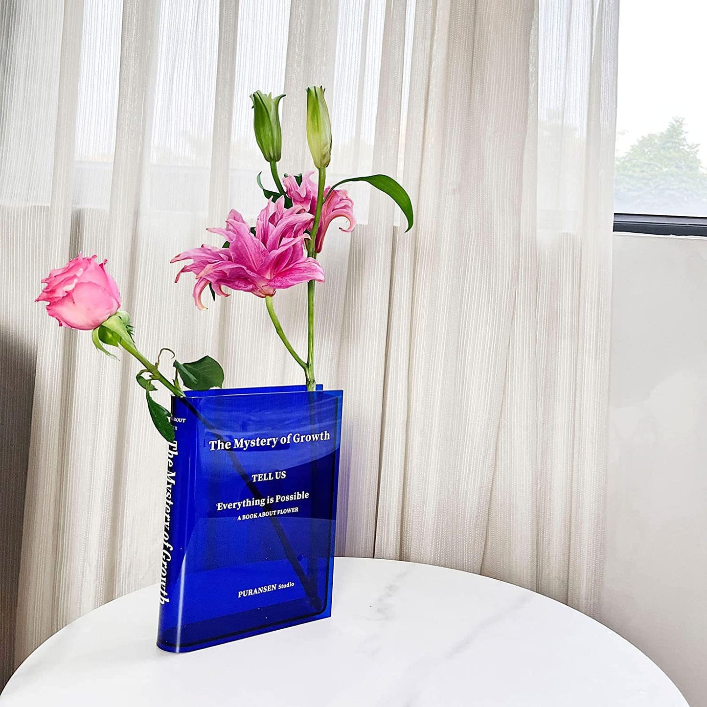 Clear Book Flower Vase blue