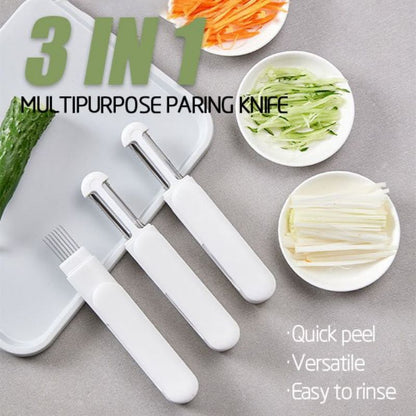 tainless Steel Peeler 3 In 1 Multifunctional Rotary Paring Knife And Grater Kitchen Gadgets Multifunctional Paring Knife Stainless Steel Paring Knife For Peeling Shredding